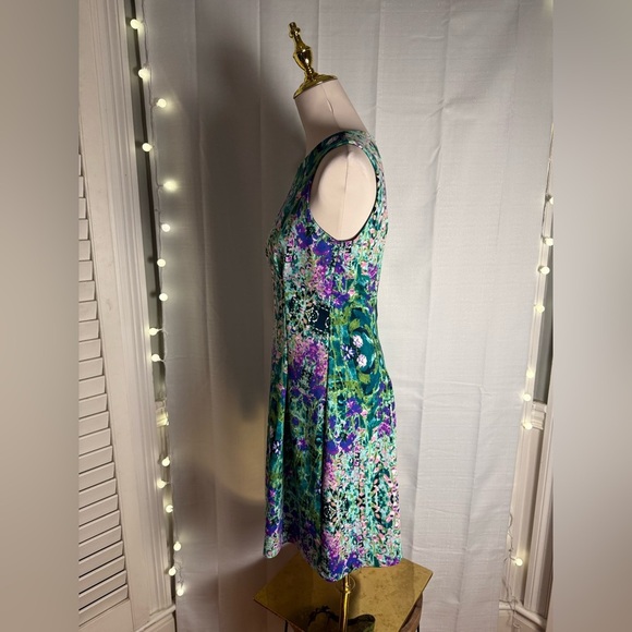 Cynthia Rowley Green and Blue Pleated Mini Dress - Picture 4 of 11